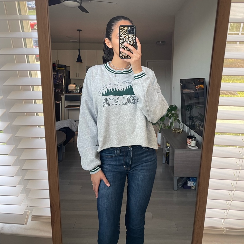 American Eagle Catskills Mnts Cropped Sweatshirt